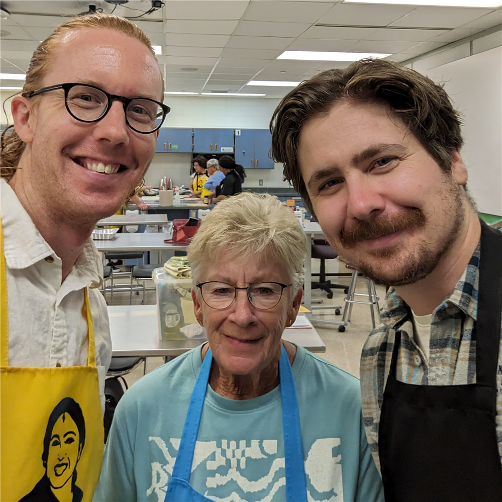  Grandmother and grandsons in cooking class